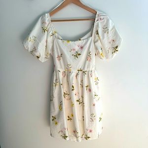 White Sundress with Floral Pattern